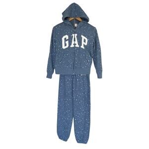 Gap Kids Girl's Sweatsuit Blue Sz XL 12 Zip Up Hoodie Joggers Sweatpants 2 Piece